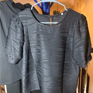 Black Boxy Ribbed Blouse